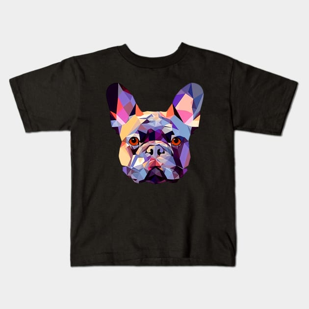 Geometric French Bulldog No. 2: Dark (on a no fill background) Kids T-Shirt by Puff Sumo